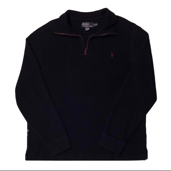 RALPH LAUREN POLO—MEN’S DEEP NAVY—1/4 ZIP TIGHT KNIT SWEATER PULLOVER!! EUC!! - Picture 2 of 7
